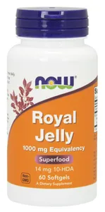 NOW Foods - Royal Jelly, Mleczko Pszczele, 1000mg, 60 kapsułek miękkich