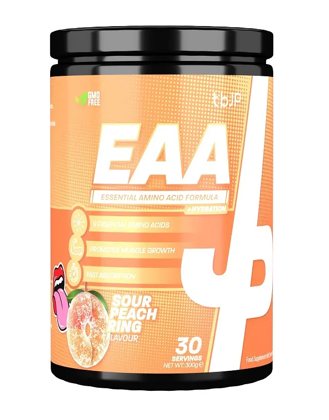 Trained by JP - Aminokwasy, EAA + Hydration, Sour Peach Ring, Proszek, 300g