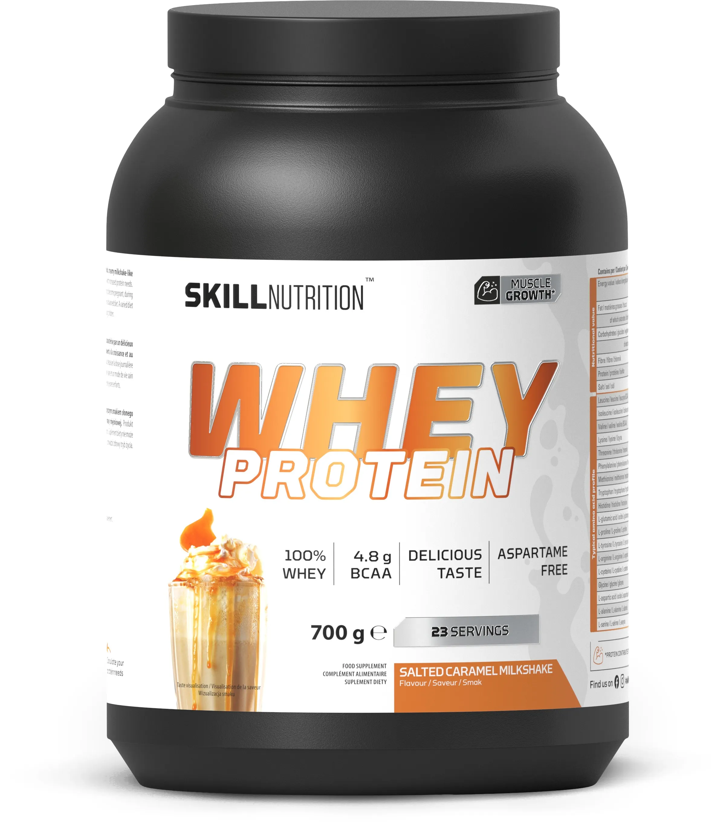 Skill Nutrition - Whey Protein, Koncentrat Białka Serwatkowego, Salted Caramel Milkshake, 700g