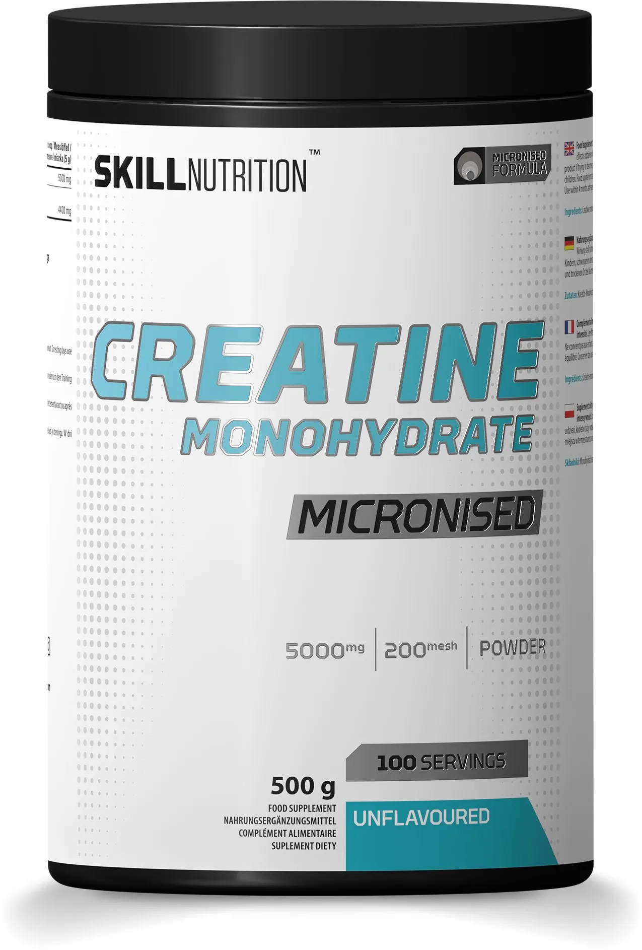 Skill Nutrition - Kreatyna, Mikronizowany Monohydrat, Bezsmakowy, Proszek, 500g
