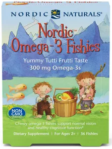 Nordic Naturals - Nordic Omega-3 Fishies, 300mg, Smak Tutti Frutti, 36 żelek