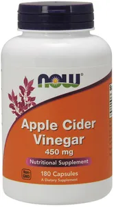 NOW Foods - Apple Cider Vinegar, Ocet Jabłkowy, 450 mg, 180 kapsułek