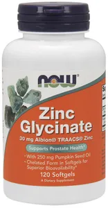 NOW Foods - Glicynian Cynku, Zinc Glycinate, 120 kapsułek miękkich