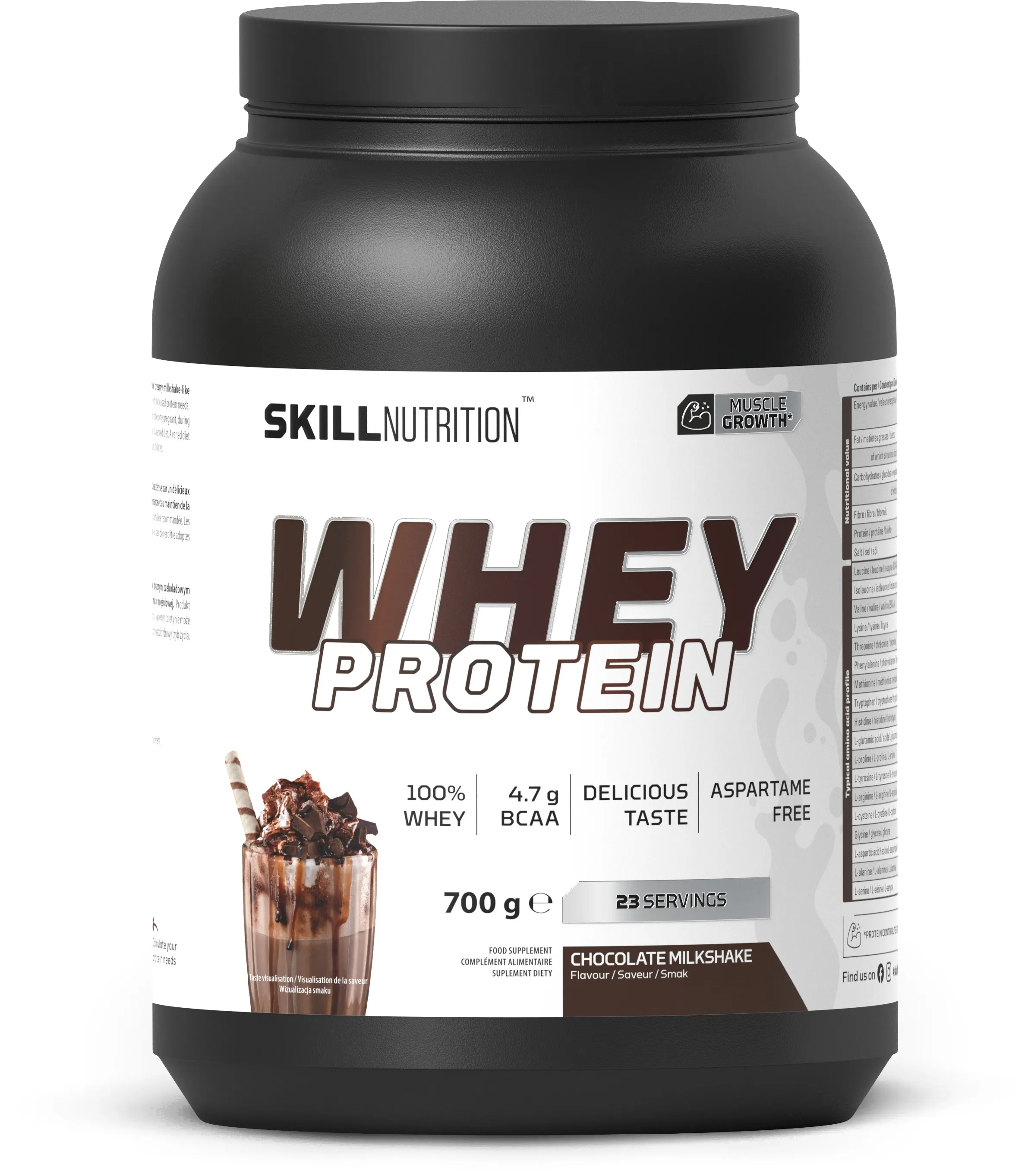 Skill Nutrition - Whey Protein, Koncentrat Białka Serwatkowego, Chocolate Milkshake, 700g