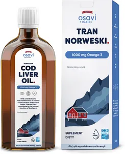 Osavi - Tran Norweski, 1000mg Omega 3, Naturalny Smak, 250 ml