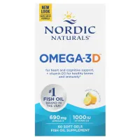 Nordic Naturals - Omega 3D, 690mg Omega 3 + Witamina D3, Cytryna, 60 kapsułek miękkich
