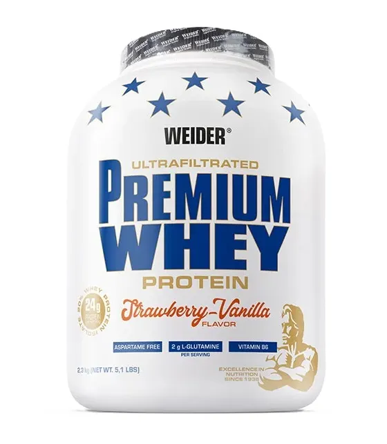 Weider - Odżywka Białkowa, Premium Whey, Strawberry-Cream, Proszek, 2300g