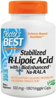 Doctor's Best - R-Lipoic Acid + BioEnhanced Na-RALA, 100mg, 180 vkaps