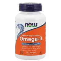 ﻿NOW Foods - Omega 3, Molekularnie Destylowany Olej Rybny, 100 kapsułek