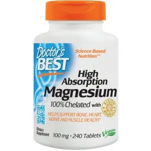 ﻿Doctor's Best - High Absorption Magnesium, Chelat Magnezu, 100mg, 240 tabletek