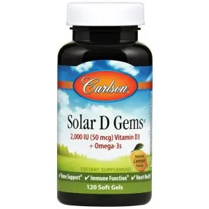 Carlson Labs -Solar D Gems, Natural Lemon, 120 kapsułek miękkich 