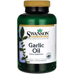 ﻿Swanson - Garlic Oil, Olej z Czosnku, 1500mg, 500 kapsułek miękkich