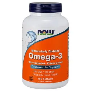﻿NOW Foods - Omega-3 Molecularly Distilled (Odor Controlled), 180 kapsułek miękkich