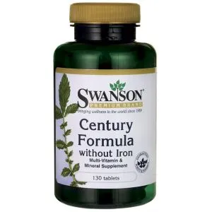 Swanson - Century Formula, Kompleks Multiwitamin bez Żelaza, 130 tabletek