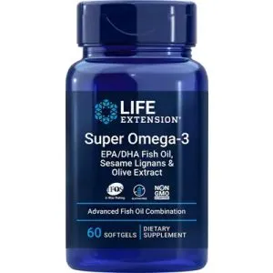 Life Extension - Super Omega-3 EPA / DHA z Lignanami Sezamowymi i Ekstraktem z Oliwek, 60 kapsułek miękkich