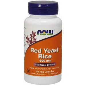 ﻿NOW Foods - Red Yeast Rice, Czerwony Ryż, 600mg, 60 vkaps