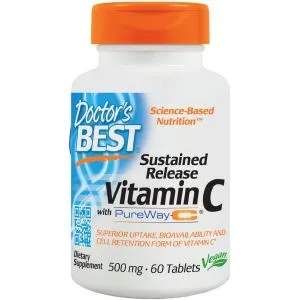 Doctor's Best - Witamina C o Przedłużonym Uwalnianiu + PureWay-C, 500 mg, 60 tabletek