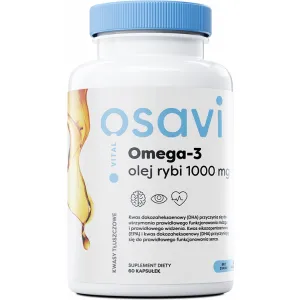 Osavi - Omega 3 Olej Rybi, 1000mg, Cytryna, 60 kapsułek miękkich