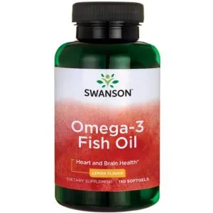 Swanson - Kwasy Omega-3, Smak Cytrynowy, 150 kapsułek miękkich