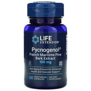 Life Extension - Pycnogenol, Ekstrakt z Kory Francuskiej Sosny Morskiej, 60 vkaps