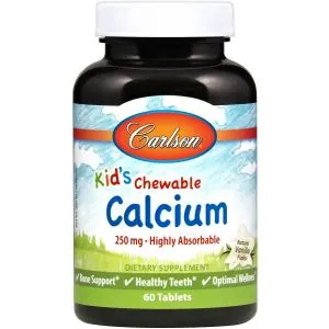 Carlson Labs - Kid's Calcium, 250mg, Wanilia, 60 tabletek do ssania