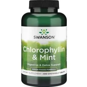 Swanson - Chlorofilina i Mięta, 500 tabletki do żucia