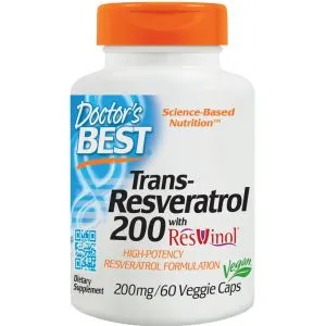 Doctor's Best - Trans-Resveratrol + ResVinol-25, 200mg, 60 vkaps