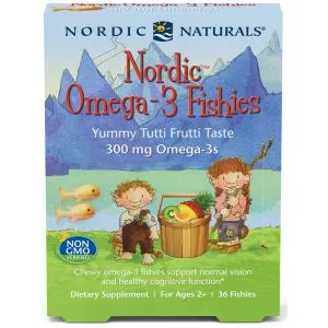 Nordic Naturals - Nordic Omega-3 Fishies, 300mg, Smak Tutti Frutti, 36 żelek