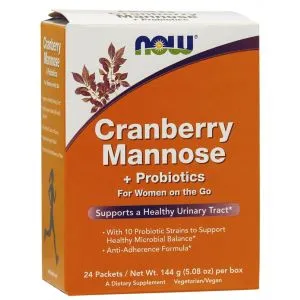 NOW Foods - Mannoza z Żurawiną + Probiotyki, Proszek, 24 saszetki