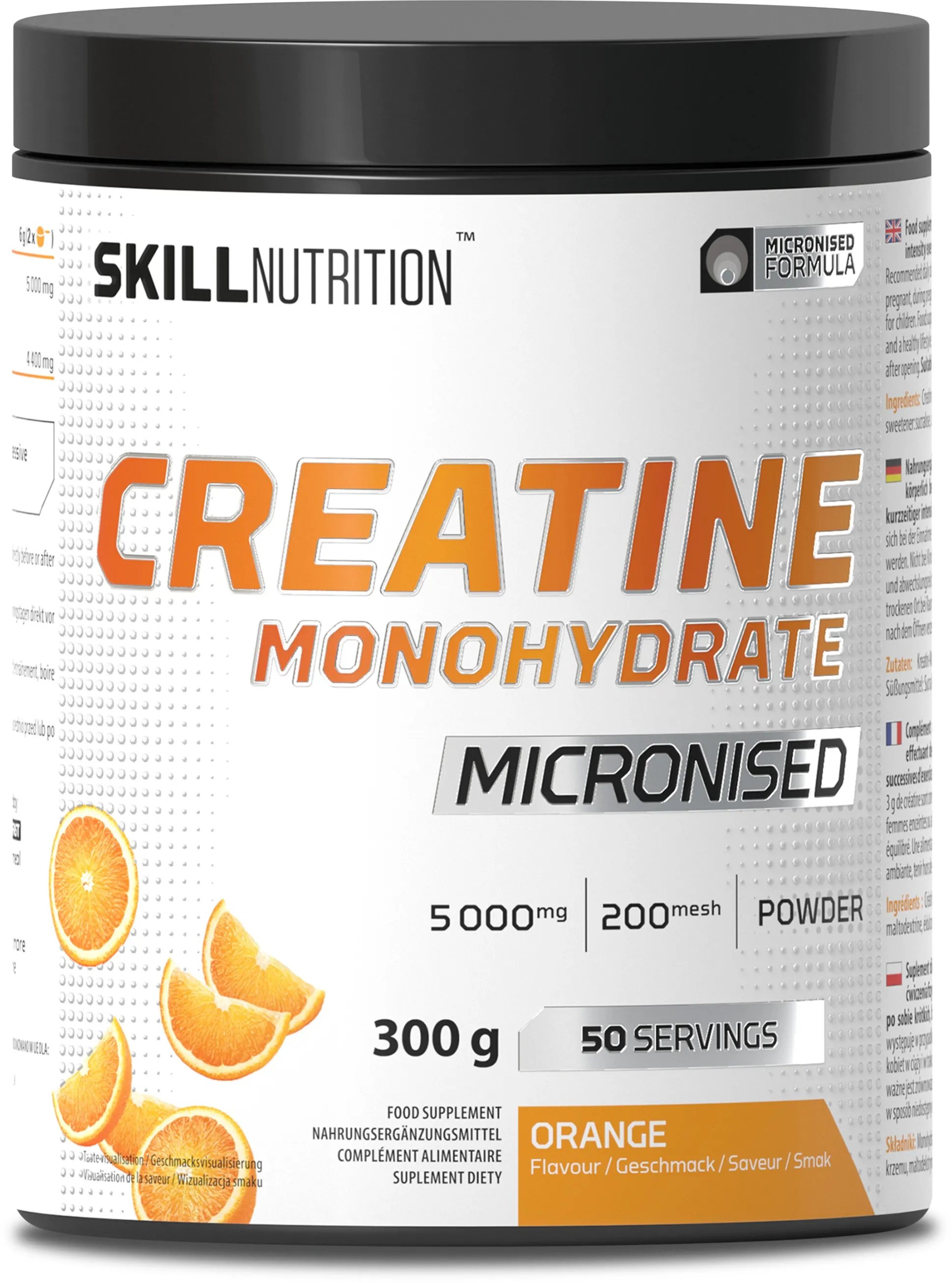 Skill Nutrition - Kreatyna, Mikronizowany Monohydrat, Pomarańcza, Proszek, 300g