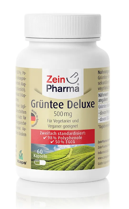 Zein Pharma - Zielona Herbata, Green Tea Deluxe, 500mg, 60 kapsułek