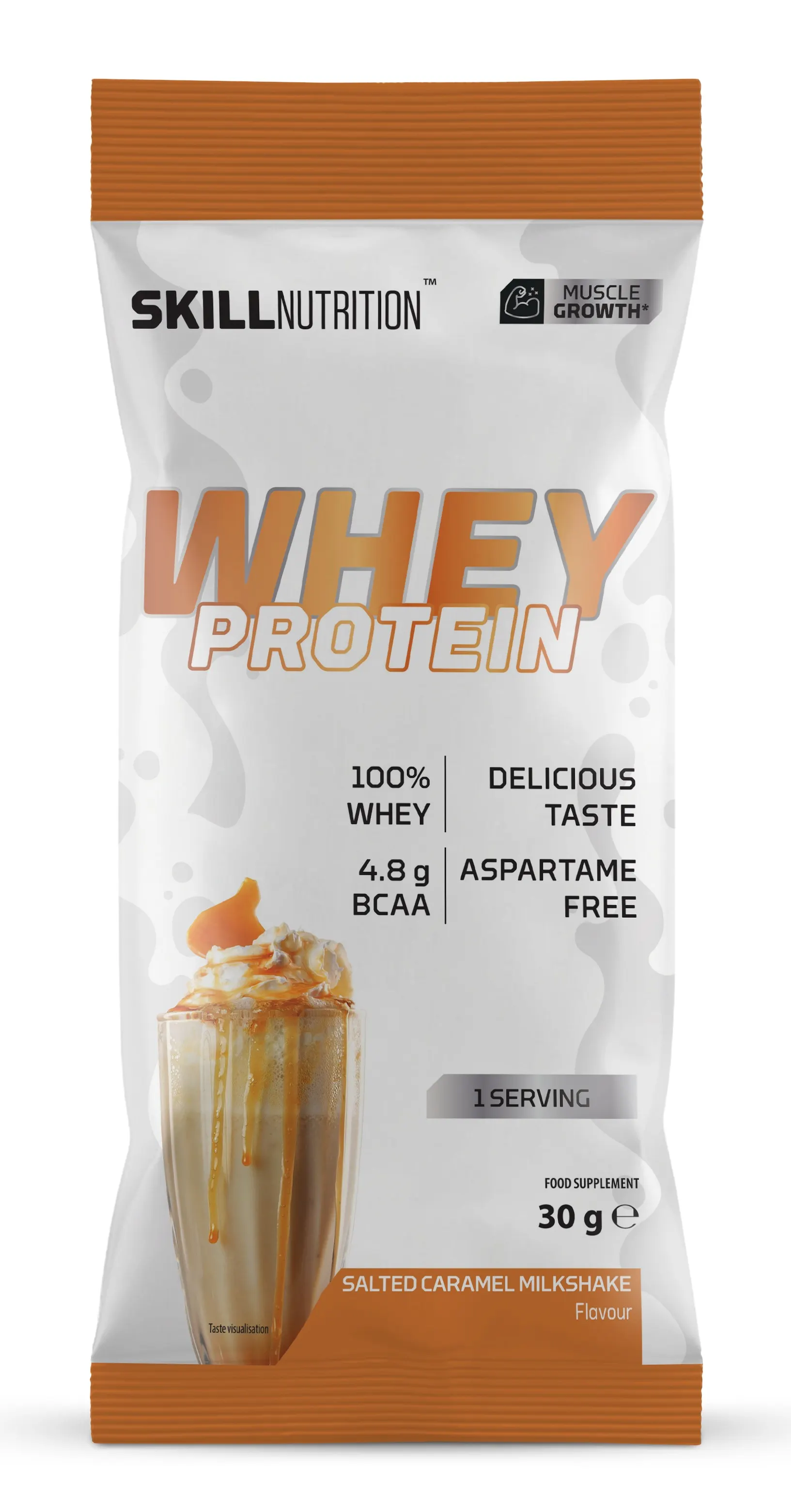 Skill Nutrition - Whey Protein, Koncentrat Białka Serwatkowego, Salted Caramel Milkshake, 30g 
