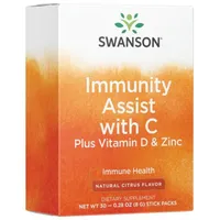Swanson - Immunity Assist z Witaminą C & D + Cynk, Odporność, Proszek, 30 x 8g