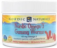 Nordic Naturals - Omega-3 Gummy Worms, 63mg, Strawberry Flavor, 30 Gummies