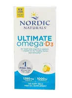 Nordic Naturals - Ultimate Omega D3, 1280mg, Lemon, 120 softgels