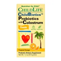 Child Life - Probiotics + Colostrum, for Children, Tropical Orange, Powder, 34g