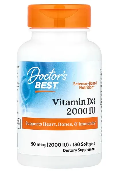 Doctor's Best - Vitamin D3, 2000 IU, 180 Softgeles