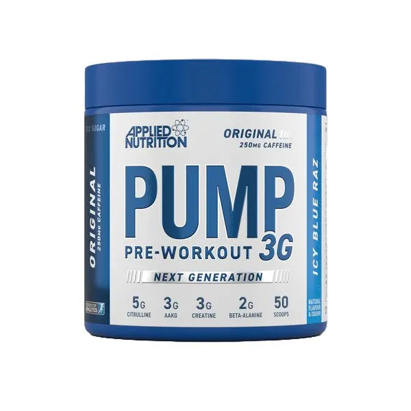 Applied Nutrition - Przedtreningówka, Pump 3G Pre-Workout, Icy Blue Raz, Proszek 375g