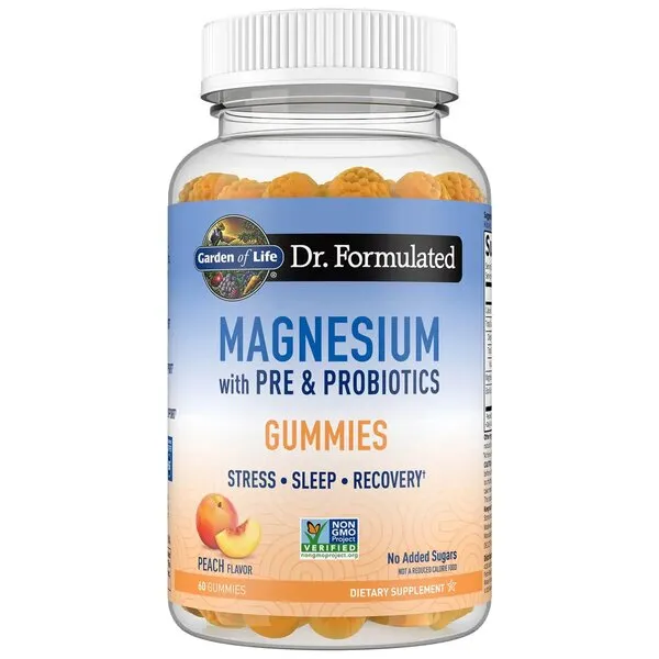 Garden of Life - Dr. Formulated Magnesium with Pre & Probiotics, Brzoskwinia, 60 żelków