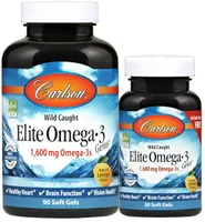 Carlson Labs - Elite Omega-3, 1600mg, Lemon, 90 + 30 Softgeles