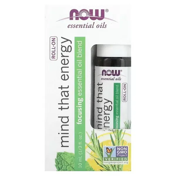 NOW Essential Oils - Olejek Eteryczny Roll-On, Mind That Energy, Płyn, 10 ml.