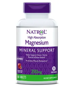 Natrol - Magnez Wysokoprzyswajalny, Żurawina i Jabłko, 60 tabletek do ssania