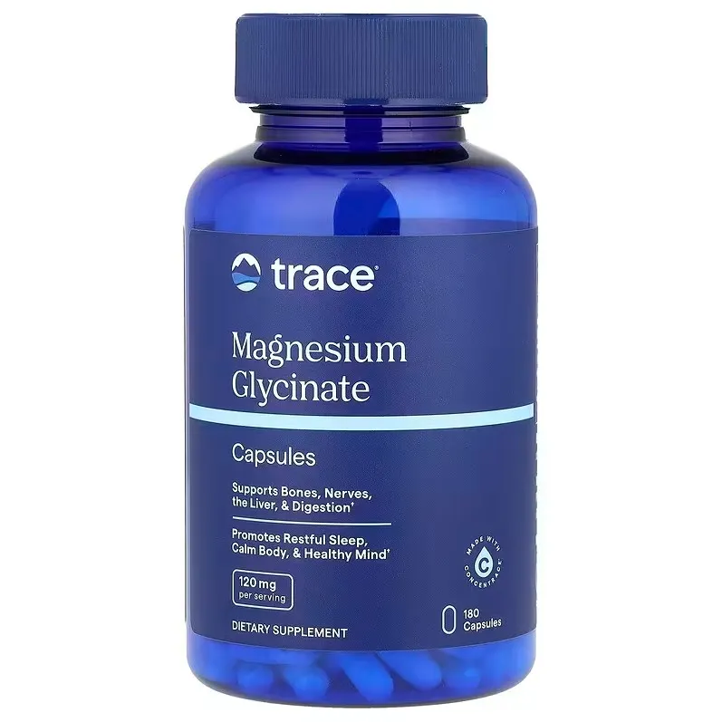 Trace Minerals - Glicynian Magnezu, 120mg, 180 kapsułek