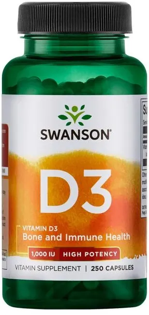 Swanson - Witamin D3, 1000 IU, 250 kapsułek
