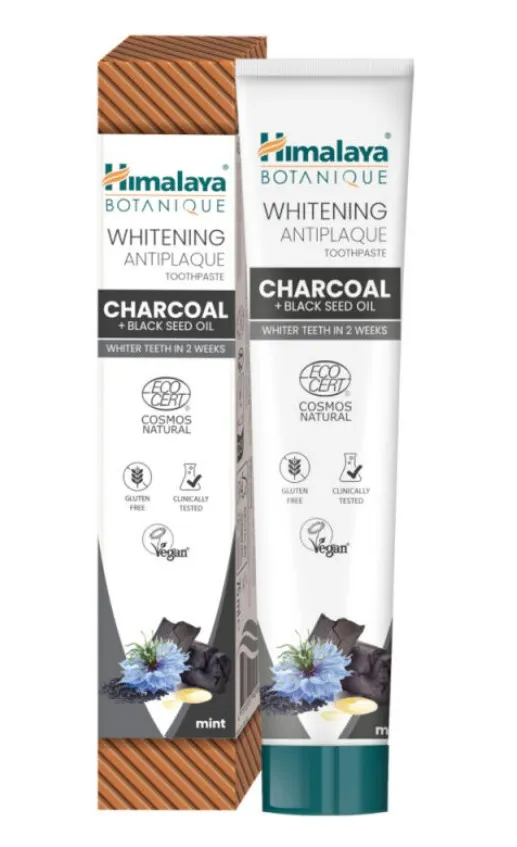 Himalaya - Pasta do Zębów, Whitening Antiplaque, Charcoal + Black Seed Oil, Miętowa, 75ml.