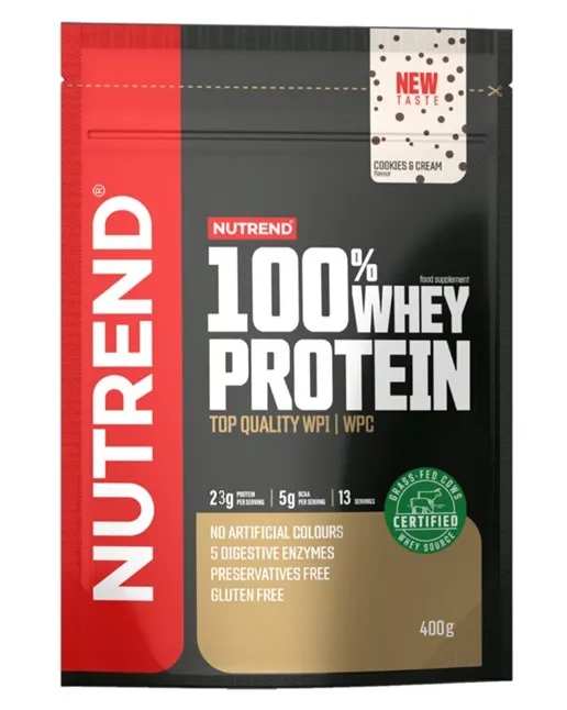 Nutrend - Odżywka Białkowa 100% Whey Protein, Cookies & Cream, Proszek 400g