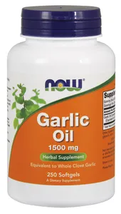 ﻿NOW Foods - Garlic Oil, Olej z  Czosnku, 1500mg, 250 kapsułek miękkich