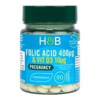 Holland & Barrett - Folic Acid with Vitamin D3, 400mcg, 90 Tablets