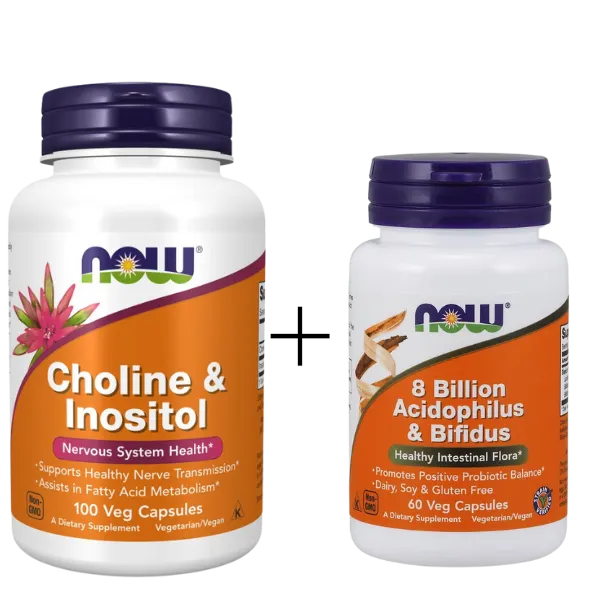 Cholina i Inozytol 500mg 100 kaps + 8 Billion Acidophilus & Bifidus 60 vkaps