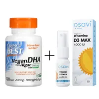 Zestaw Wegańskiego Wsparcia: DHA z Alg + Witamina D3 Spray 4000IU